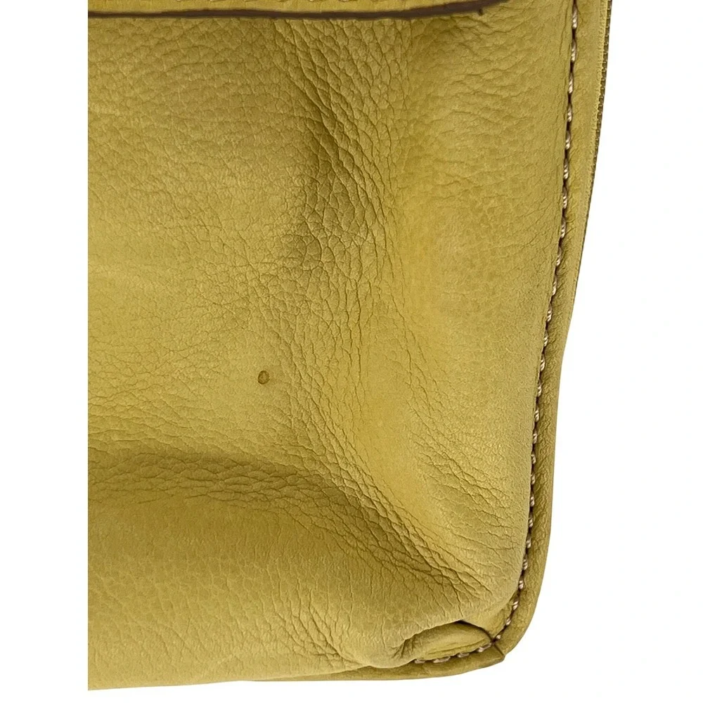 Fossil Leather Crossbody Bag Womens Yellow Adjustable Strap Travel Purse Y2K